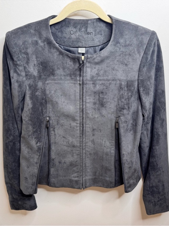 Calvin Klein Jackets & Blazers - Calvin Klein Women's Charcoal Gray Suede-Look Zip Jacket Caroline bessette style